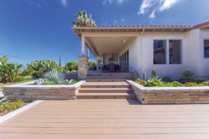 Introduce texture with landscaping and hardscaping