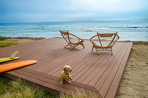 Picture frame deck design style shown on the beach