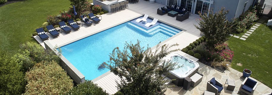 Outdoor living space ideas with a pool