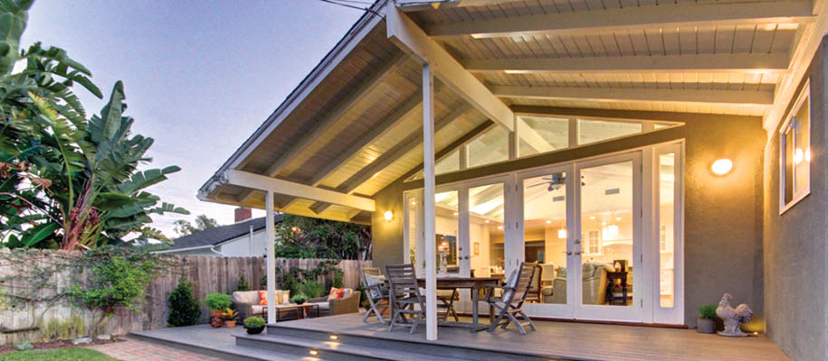 Roof extension over furnished deck