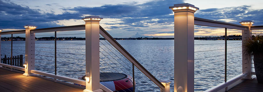 DIY deck lighting ideas include lighted island caps