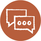 Illustrated icon of 2 message bubbles.