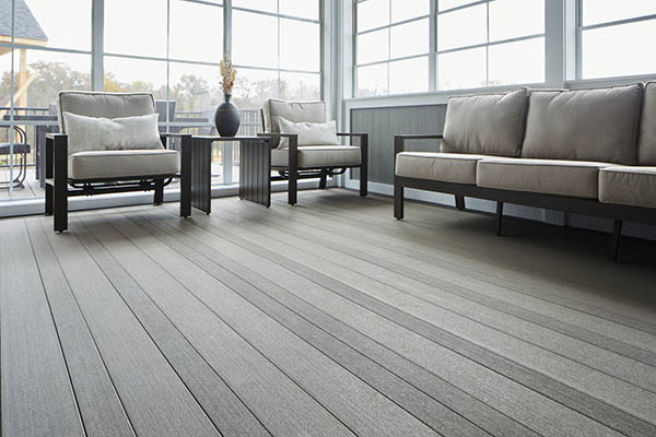 A cool contemporary aesthetic for a modern screened in porch