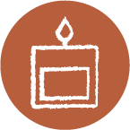 Illustration of a lit tea candle.