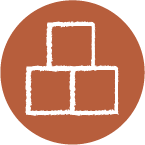 Illustration of a block stacked on 2 other blocks.