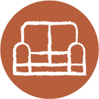 Illustrated icon of a couch.