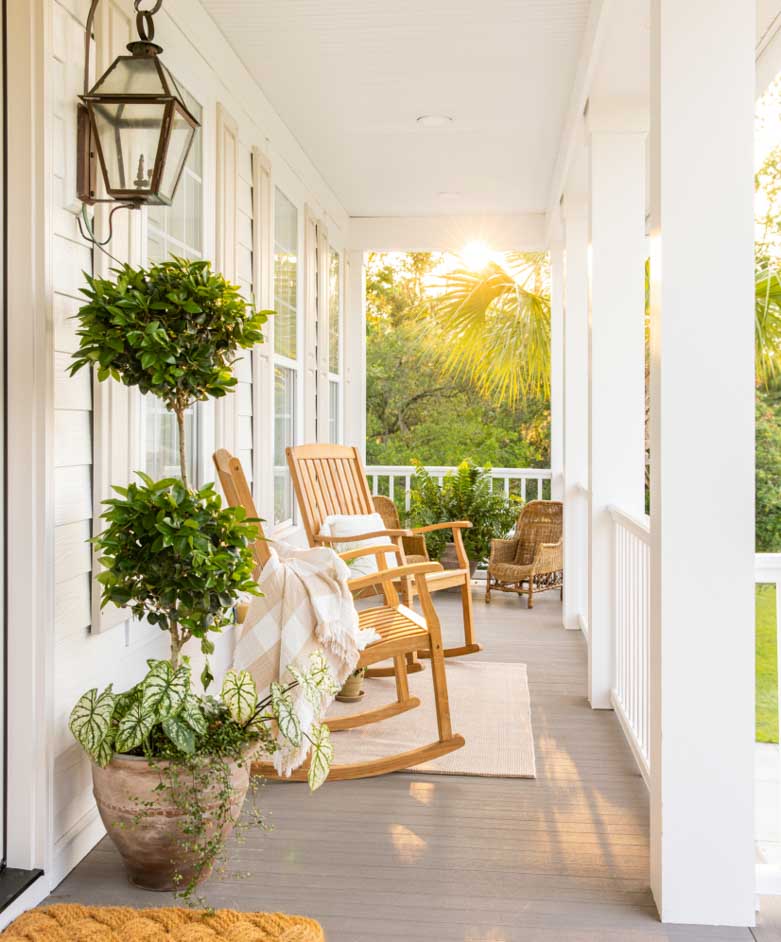 Amy's front porch boards after the update, the boards looked much brighter and laid perfectly flat.