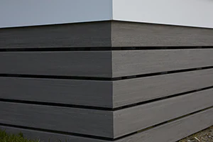 View from the corner of fascia boards on the side of a deck