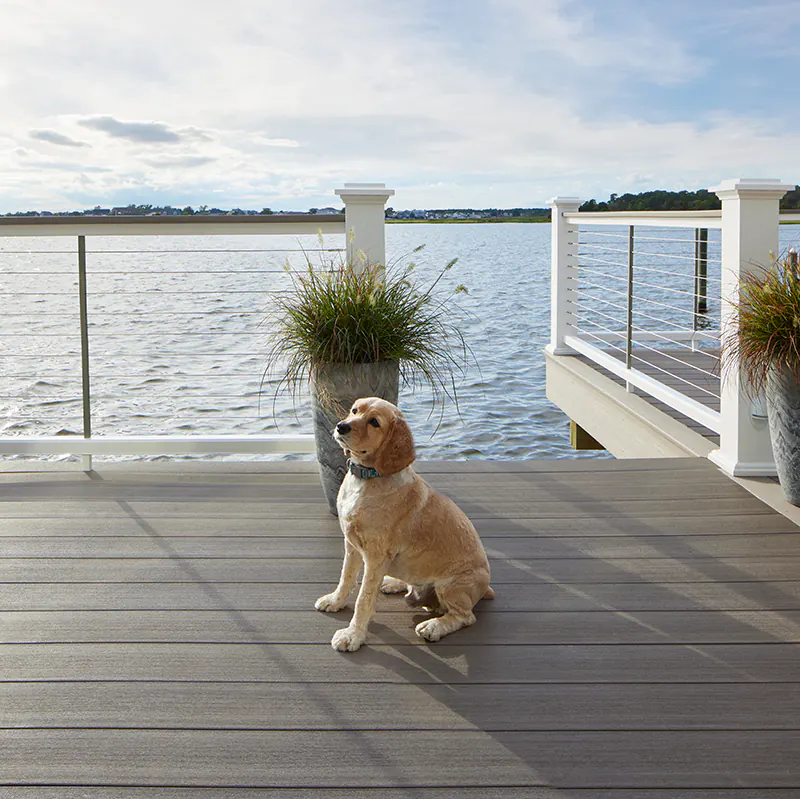 Choosing lighter color deck boards for your deck will be more gentle on the feet and paws of children and pets.