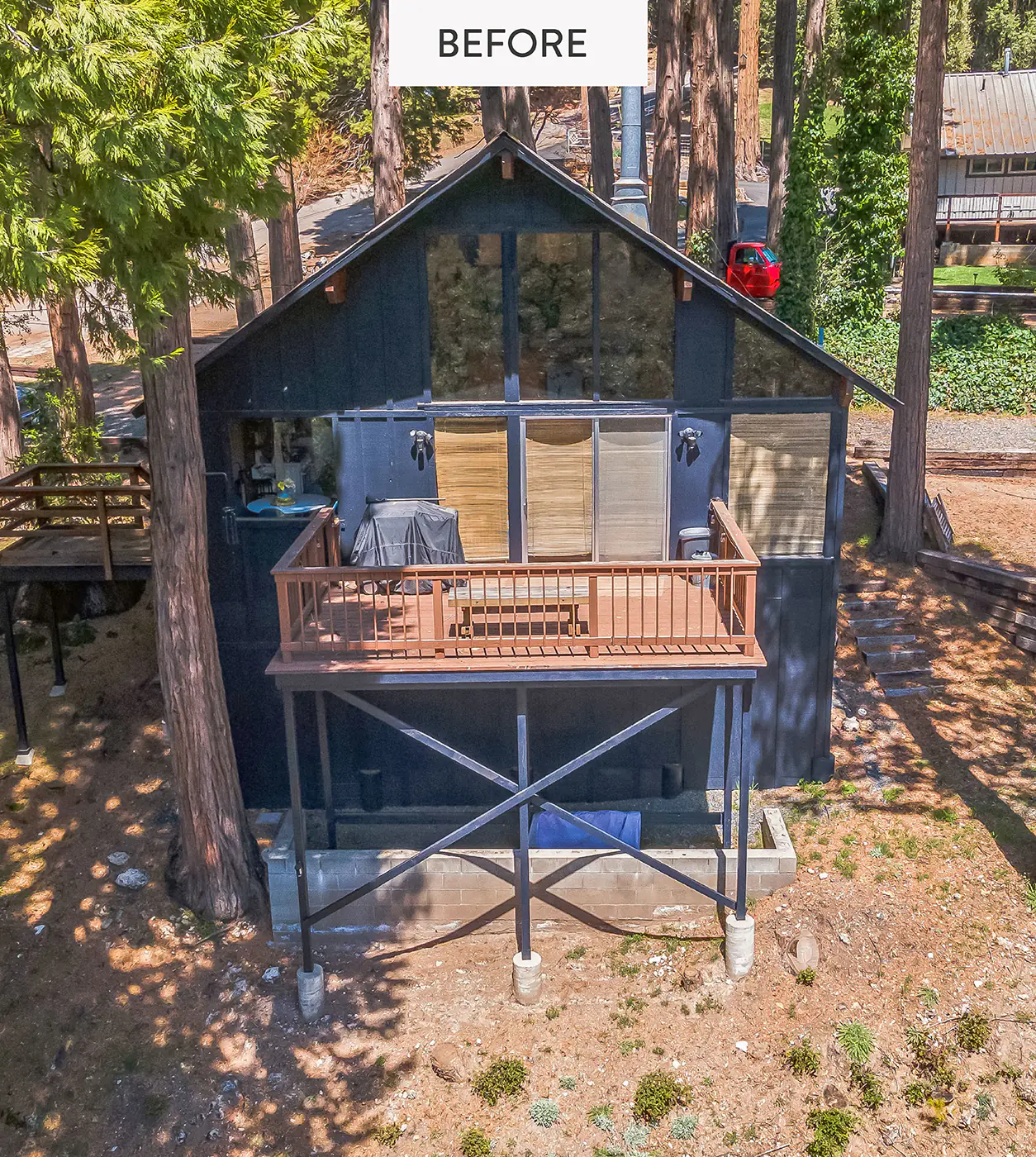Before image of Tiffani's deck before the wooden deck boards were replaced with TimberTech