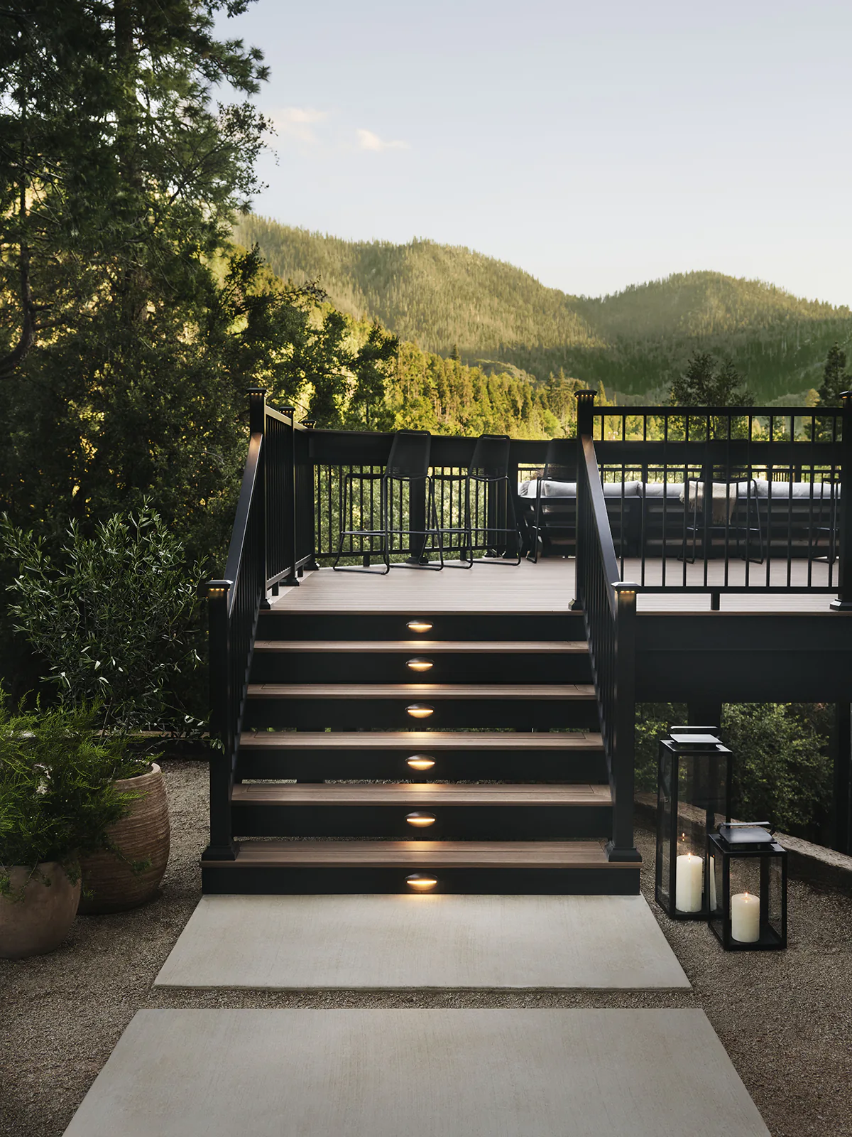 Tiffani's deck stairs are illuminated by built-in riser lights