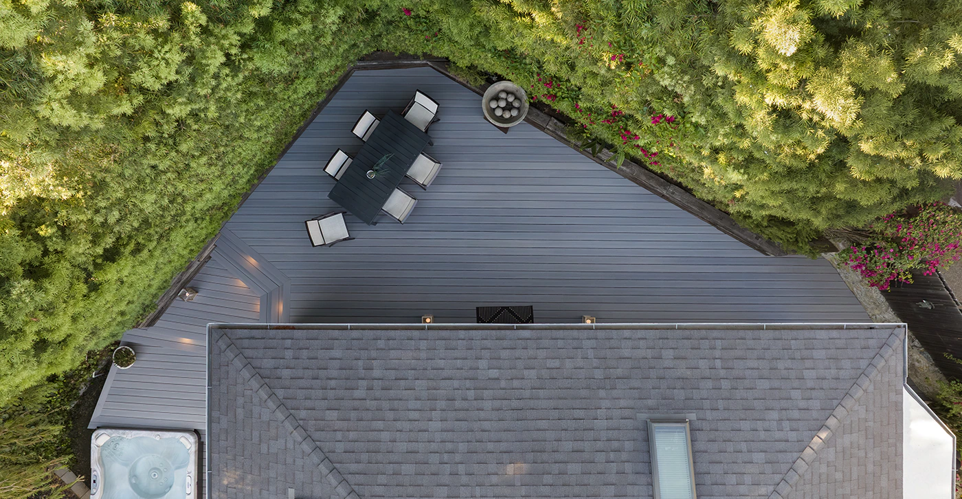 Aerial view of Tony's deck.