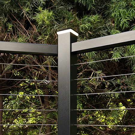 Impression Rail Express railing in black with a horizontal cable infill.